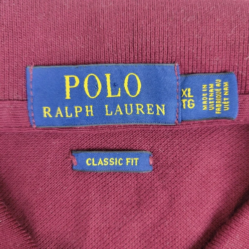NWT Polo Ralph Lauren Mens XL Solid Maroon Pony Stretch Knit Polo Short Sleeve